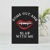Halloween Slay met me Vampire Fangs Spooky Kaart (Staand voorkant)