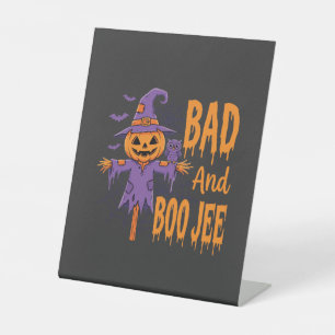 Halloween Slechte En Boe Jee Vogelverschrikker Gra Reclamebord Met Voetstuk