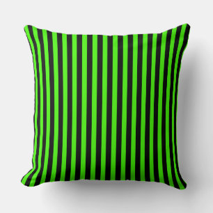 Halloween Slime Groen en Zwart Gestreept Kussen