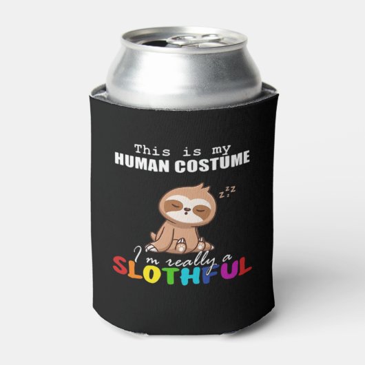 Halloween Slothful Design, dit is mijn menselijke Blikjeskoeler (Blikje Voorkant)
