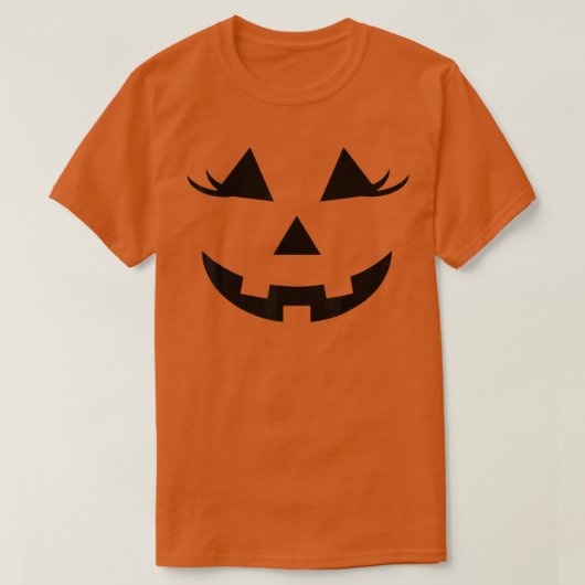 Halloween Smiling Pumpkin JackoLantern Eyelashes F T-shirt (Design voorkant)