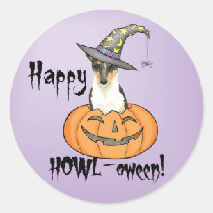 Halloween Smooth Collie Ronde Sticker