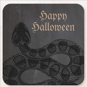 Halloween Snake Vierkante Kartonnen Onderzetter
