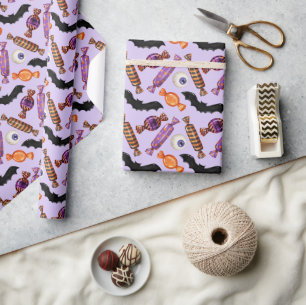 Halloween Snoep behandelt Paarse Cadeaupapier
