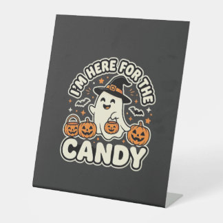 Halloween Snoep Geest Pompoen Ontwerp Reclamebord Met Voetstuk