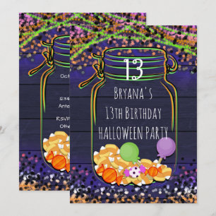 Halloween Snoep Mason Jar Feest Uitnodigingen