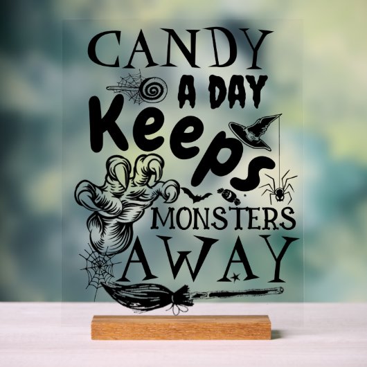 Halloween Snoep Monsters Gezegde Typografie Party Acryl Bord (Neutraal)