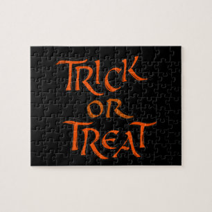 Halloween snoep of een grap woorden legpuzzel