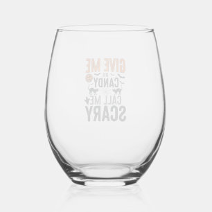 Halloween Snoep of Noem me Schattig Vintage Grafis Wijnglas Zonder Voet