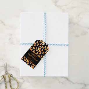 Halloween snoep patroon, leuke snoepmaïs behandelt cadeaulabel
