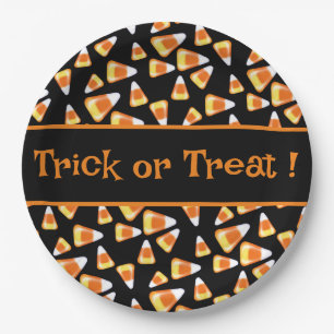 Halloween snoep patroon, leuke snoepmaïsbehandelin papieren bordje