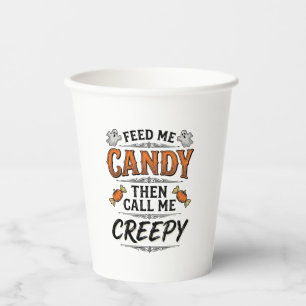 Halloween Snoep Shirt Grappige Griezels Quote Vint Papieren Bekers