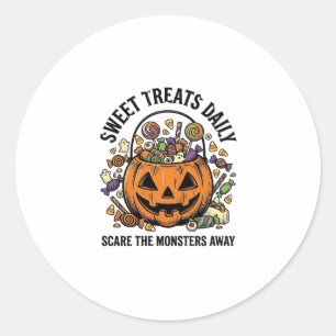 Halloween Snoep Shirt Schattig Monster Snoepje Des Ronde Sticker