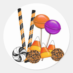 Halloween Snoep Trick or treat Lollipop Candy Corn Ronde Sticker