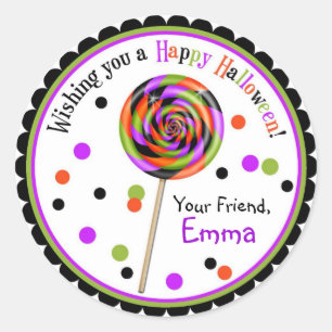 Halloween Snoep Trick or treat Lollipop Ronde Sticker