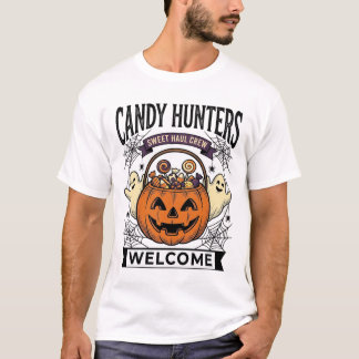 Halloween Snoep Verzamelaar Vintage Gravure Pompoe T-shirt