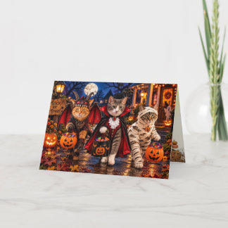 Halloween Snoep vragen Vragende Katten  Feestdagen Kaart