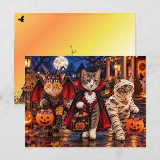 Halloween Snoep Vragende Katten  Feestdagenkaart