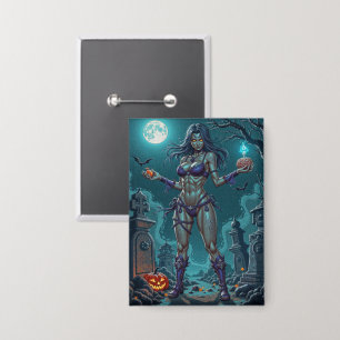 Halloween Snoepje of Zombie Vriendin met Hersenbre Button