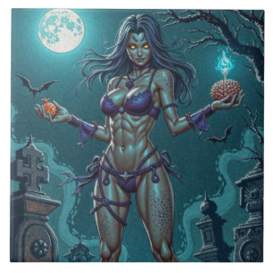 Halloween Snoepje of Zombie Vriendin met Hersenbre Tegeltje