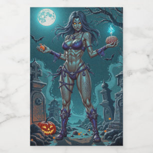 Halloween Snoepje of Zombie Vriendin met Hersenbre Voedselcontainer Etiket