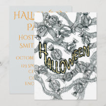 Halloween snoepjes en linten feest uitnodiging