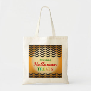 Halloween snoepjes met vleermuizen en maan tote bag