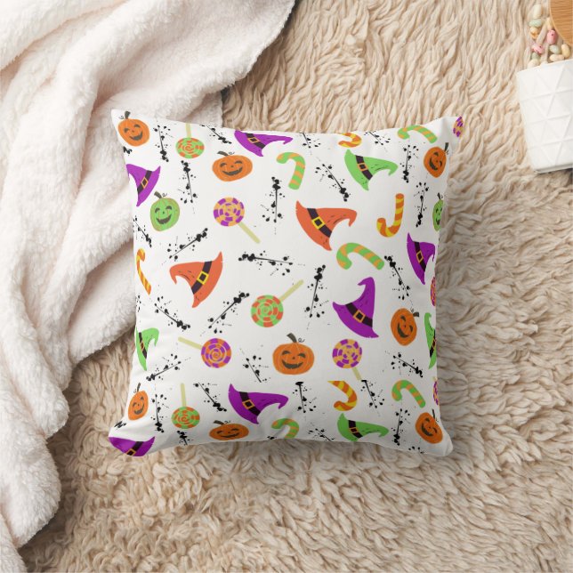Halloween Snoepjes Pumpkins Witch Petten Pattern Kussen (Deken)