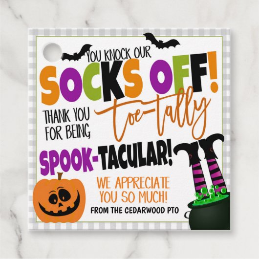 Halloween Sock Gift Labels Personeel (Voorkant)