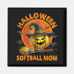Halloween Softbal Moeder Spook Halloween Pompoen Z Magneet