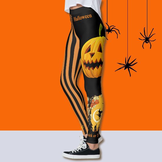 Halloween Sorcière Citrouille Leggings Black Pants