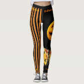 Halloween Sorcière Citrouille Leggings Black Pants (Devant)