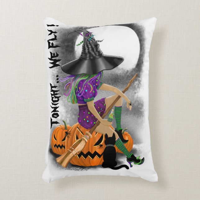 Halloween sorcière Coussin (Devant(Vertical))