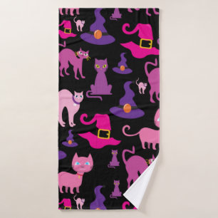 Halloween sorcière effrayante chat noir violet d