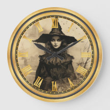 Halloween sorcière gothique Vintage grande horloge