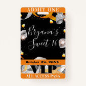 Halloween Sparkle Sweet 16 Party VIP Pass Badge (Achterkant)