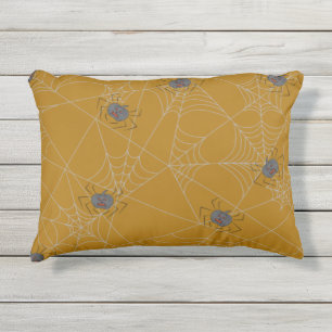 Halloween spders web en pompoenen buitenkussen