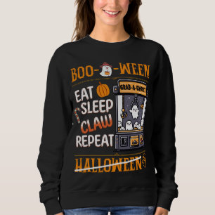 Halloween Speelse Oranje Geest Klauw Arcade Retro Trui