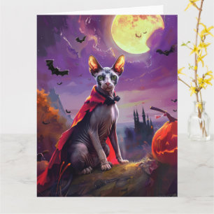 Halloween Sphynx Kat Vampier Pompoenen Eng Kaart