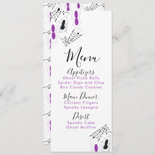 Halloween Spider Doodles Anniversaire Menu (Devant / Derrière)