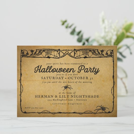 Halloween Spider | Gothische Partij Kaart (Staand voorkant)