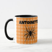 Halloween Spider in Cobweb Orange Gingham Plaid Mok (Links)