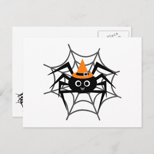 Halloween Spider in Web Tshirts en Gifts Briefkaart (Voorkant / Achterkant)