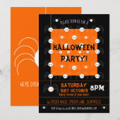 Halloween Spider Invitation mignonne Noir et orang (Devant / Derrière)