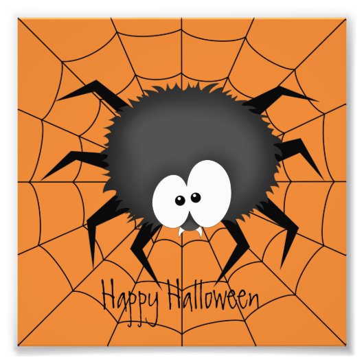 Halloween Spider op een web Foto Afdruk (Voorkant)