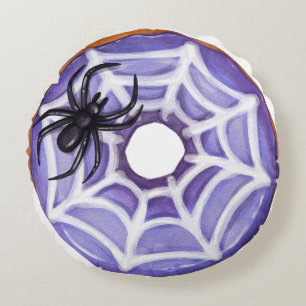 Halloween Spider Paarse Donut Rond Kussen