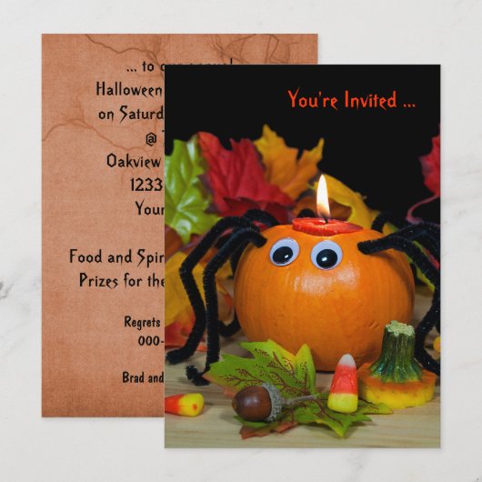 Halloween Spider party Kaart (Voorkant / Achterkant)