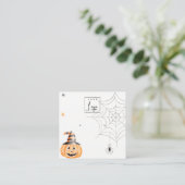 Halloween Spider Pumpkin Logo Stud Earning Display Vierkante Visitekaartje (Staand voorkant)