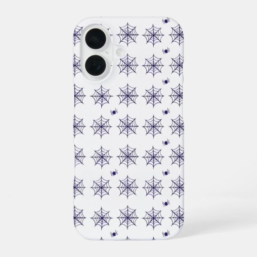 Halloween Spider Web and Spider Pattern iPhone 16 Hoesje (Achterkant)