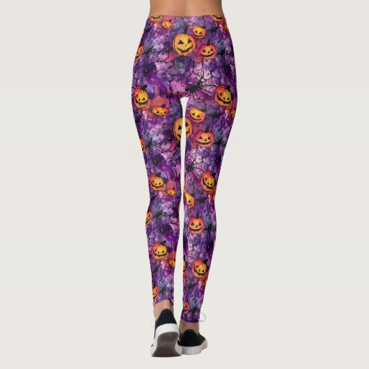 Halloween Spider Web en Jack O Lantern Leggings (Achterkant)